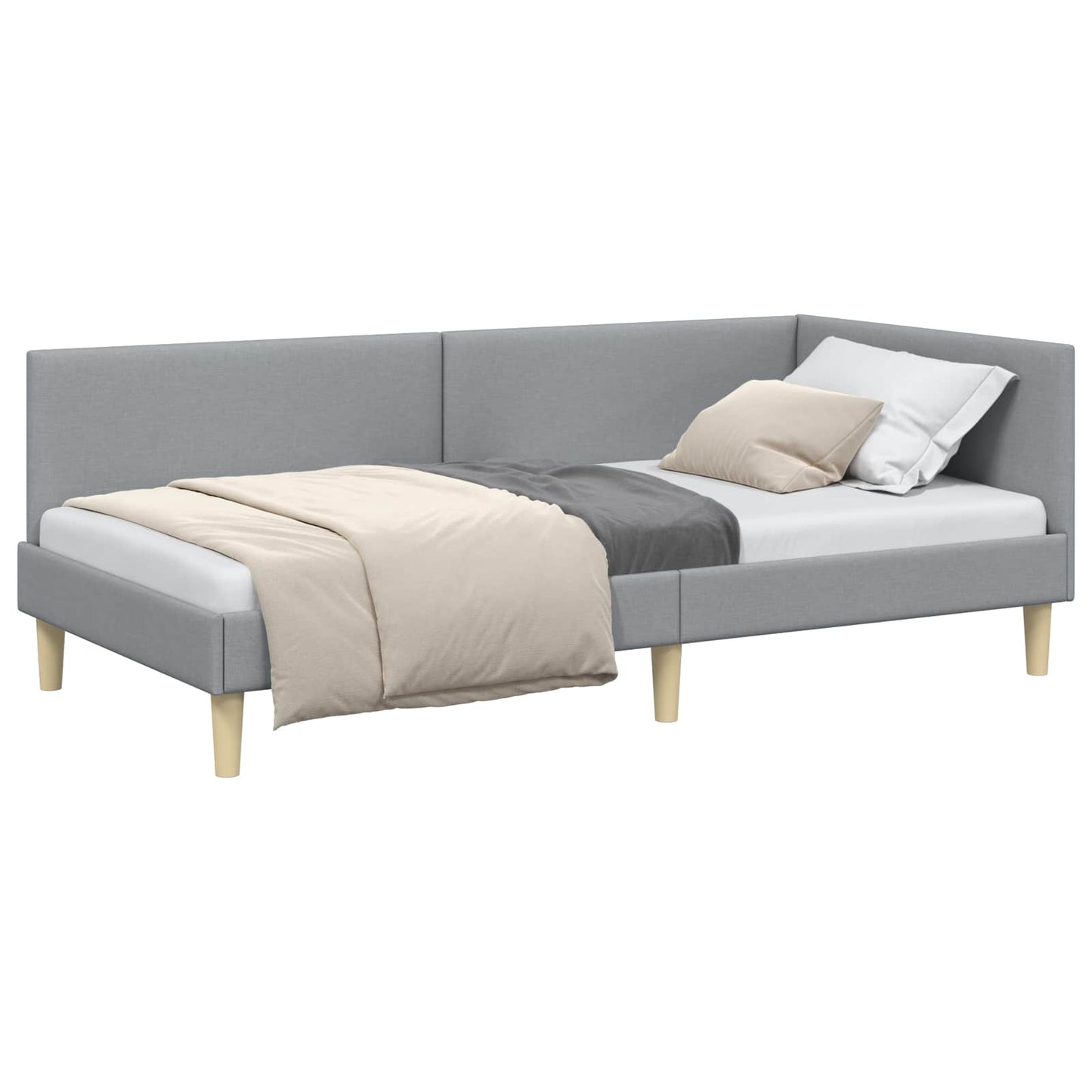 Cornice del letto ad angolo Grigio chiaro 90 cm x 190 cm
