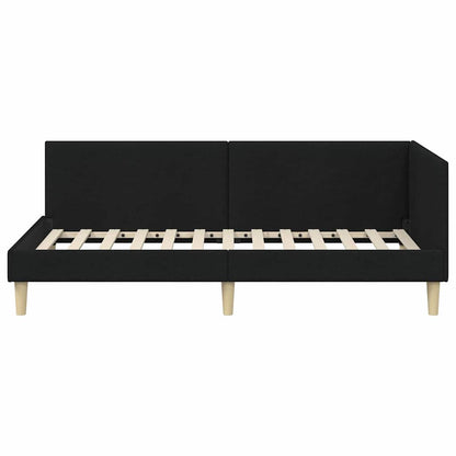 Cornice del letto ad angolo con testiera Nero 90 cm x 190 cm