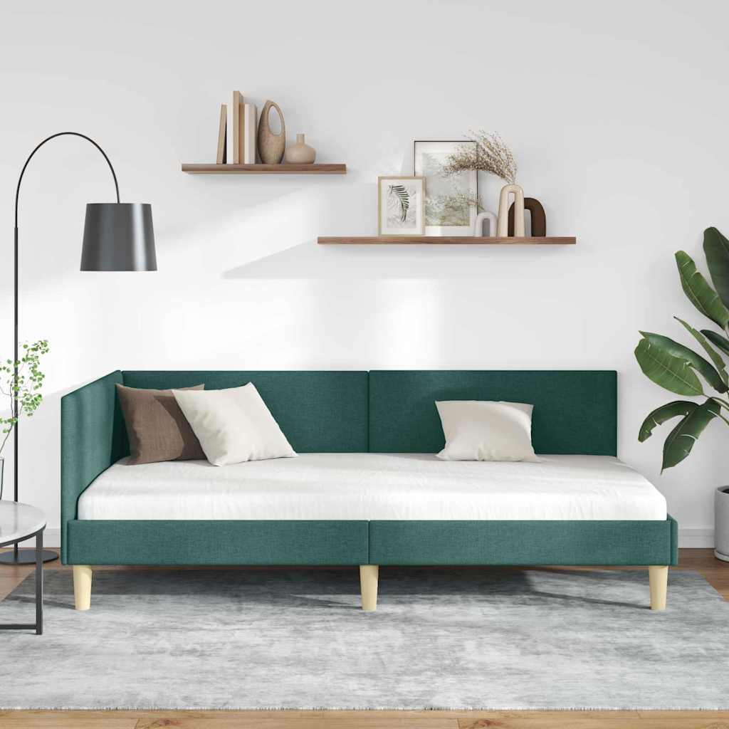 Cornice del letto ad angolo Verde Scuro 90 cm x 190 cm