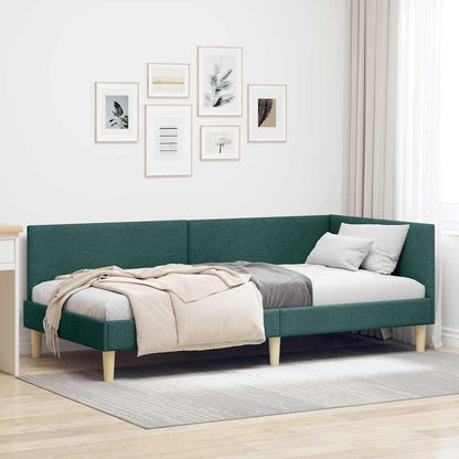 Cornice del letto ad angolo Verde Scuro 90 cm x 200 cm