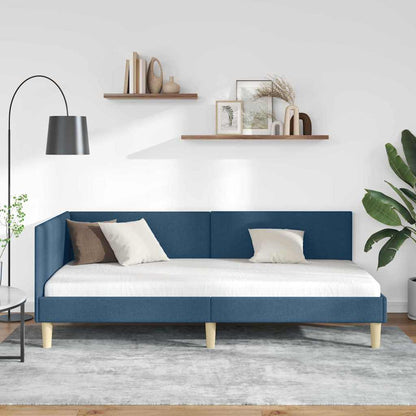Cornice del letto ad angolo con testiera Blu 90 cm x 200 cm