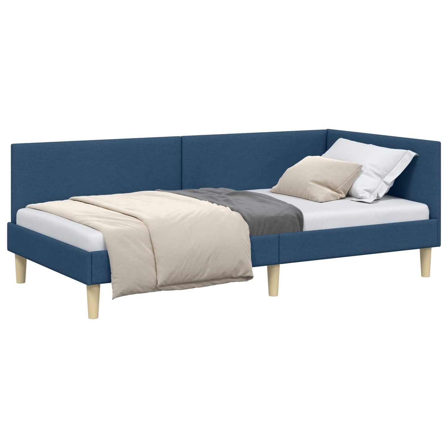 Cornice del letto ad angolo con testiera Blu 90 cm x 200 cm