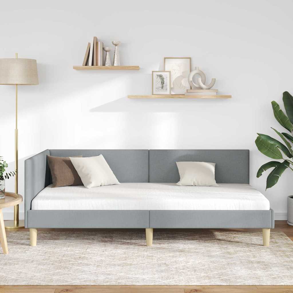Cornice del letto ad angolo Grigio chiaro 100 cm x 200 cm