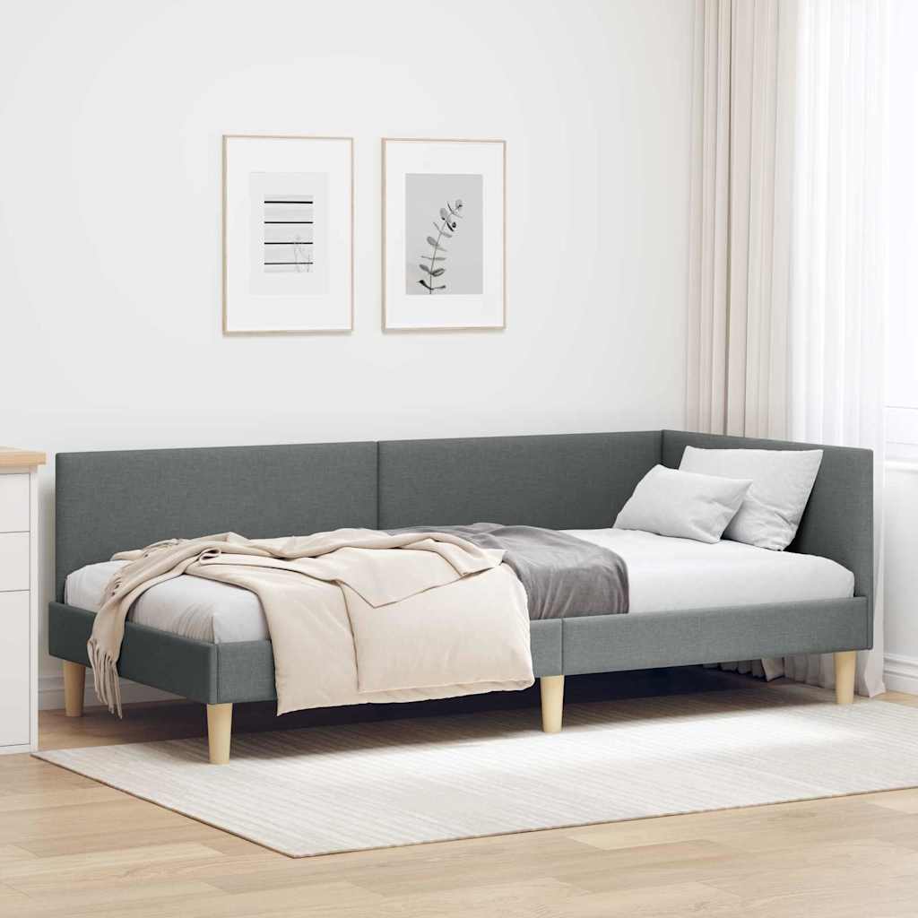 Cornice del letto ad angolo Grigio scuro 100 cm x 200 cm