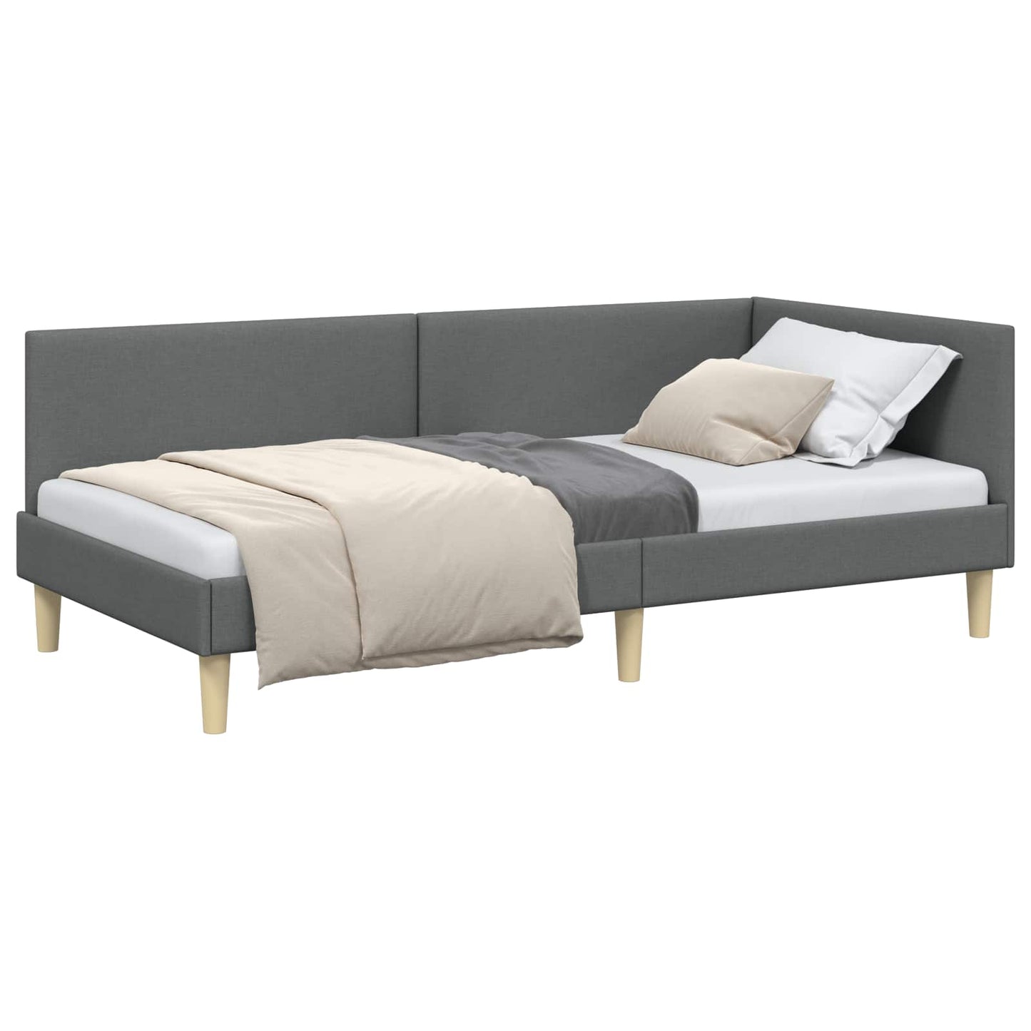 Cornice del letto ad angolo Grigio scuro 100 cm x 200 cm