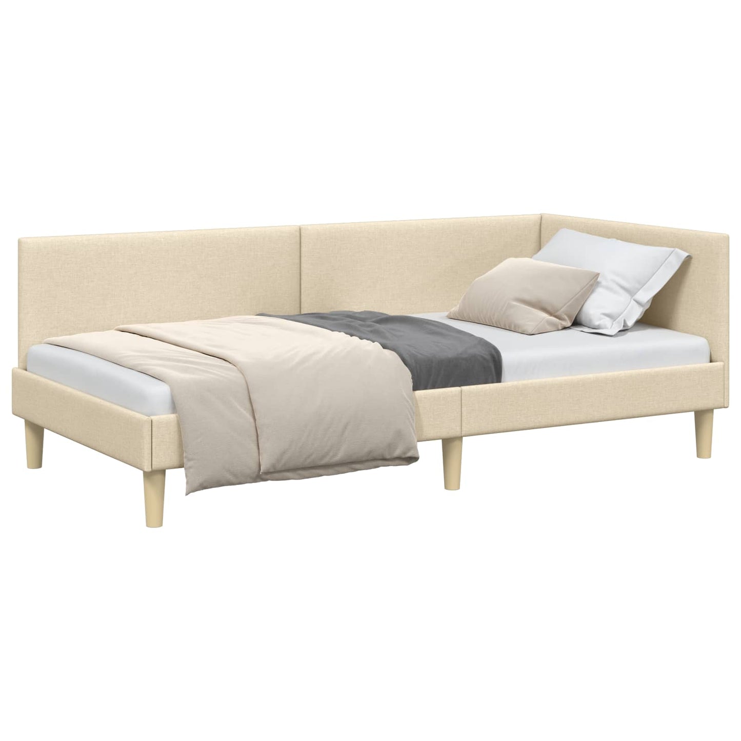 Cornice del letto ad angolo con testiera Crema 100 cm x 200 cm
