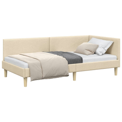 Cornice del letto ad angolo con testiera Crema 100 cm x 200 cm