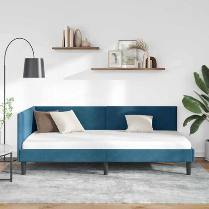 Cornice del letto ad angolo Blu 80 cm x 200 cm Velluto