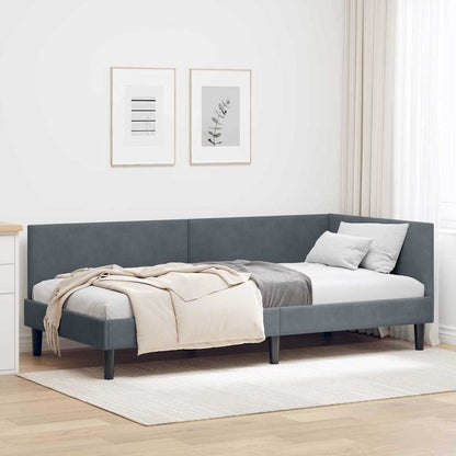 Cornice del letto ad angolo Grigio scuro 80 cm x 200 cm Velluto
