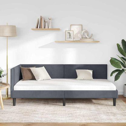Cornice del letto ad angolo Grigio scuro 80 cm x 200 cm Velluto