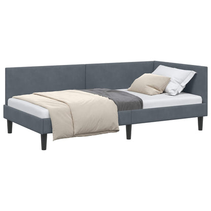 Cornice del letto ad angolo Grigio scuro 80 cm x 200 cm Velluto