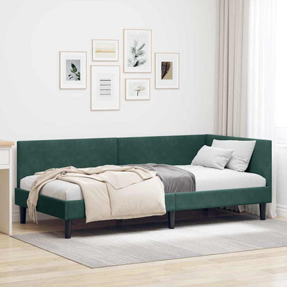 Cornice del letto ad angolo Verde Scuro 80 cm x 200 cm Velluto