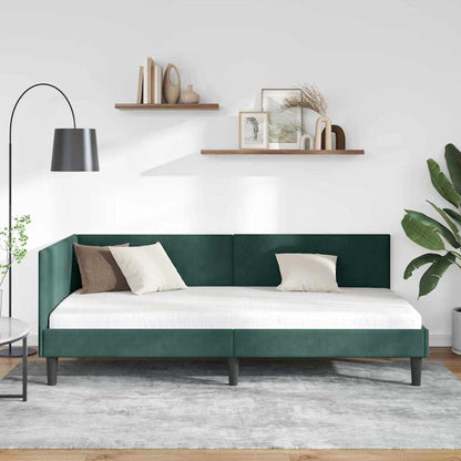 Cornice del letto ad angolo Verde Scuro 80 cm x 200 cm Velluto
