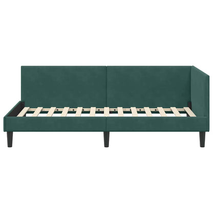 Cornice del letto ad angolo Verde Scuro 80 cm x 200 cm Velluto