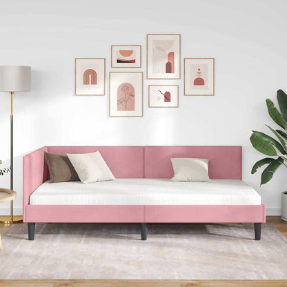 Cornice del letto ad angolo Rosa 80 cm x 200 cm Velluto