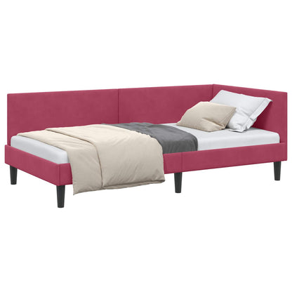 Cornice del letto ad angolo Rosso Vino 80 cm x 200 cm Velluto