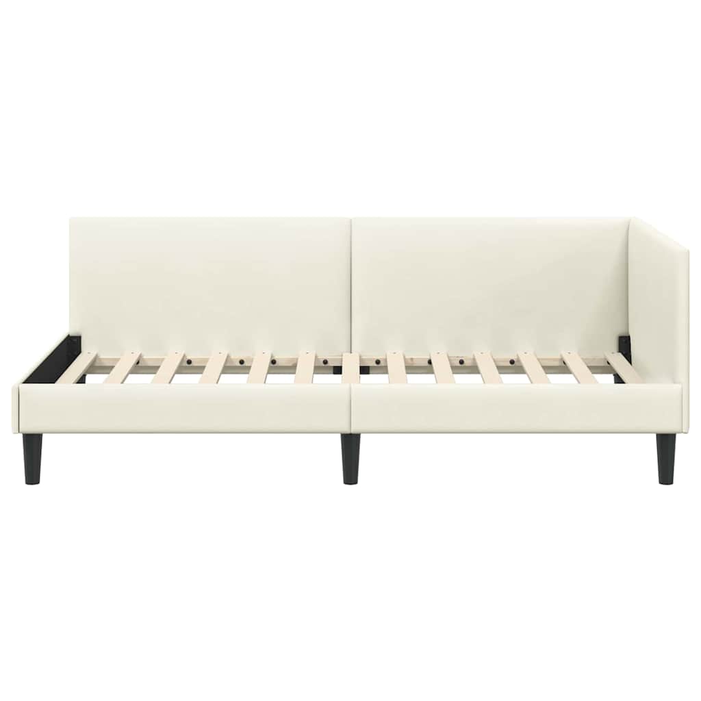 Cornice del letto ad angolo Crema 80 cm x 200 cm Velluto