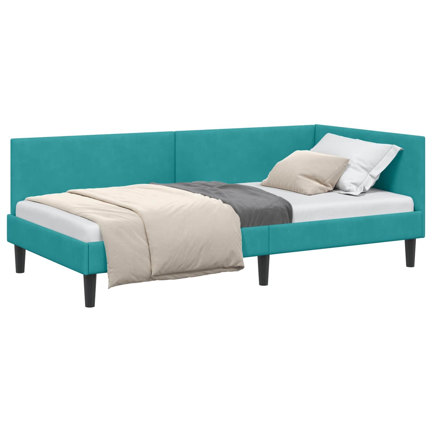 Cornice del letto ad angolo Turchese 80 cm x 200 cm Velluto