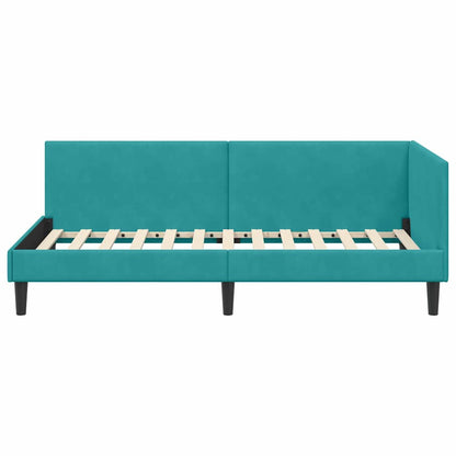Cornice del letto ad angolo Turchese 80 cm x 200 cm Velluto