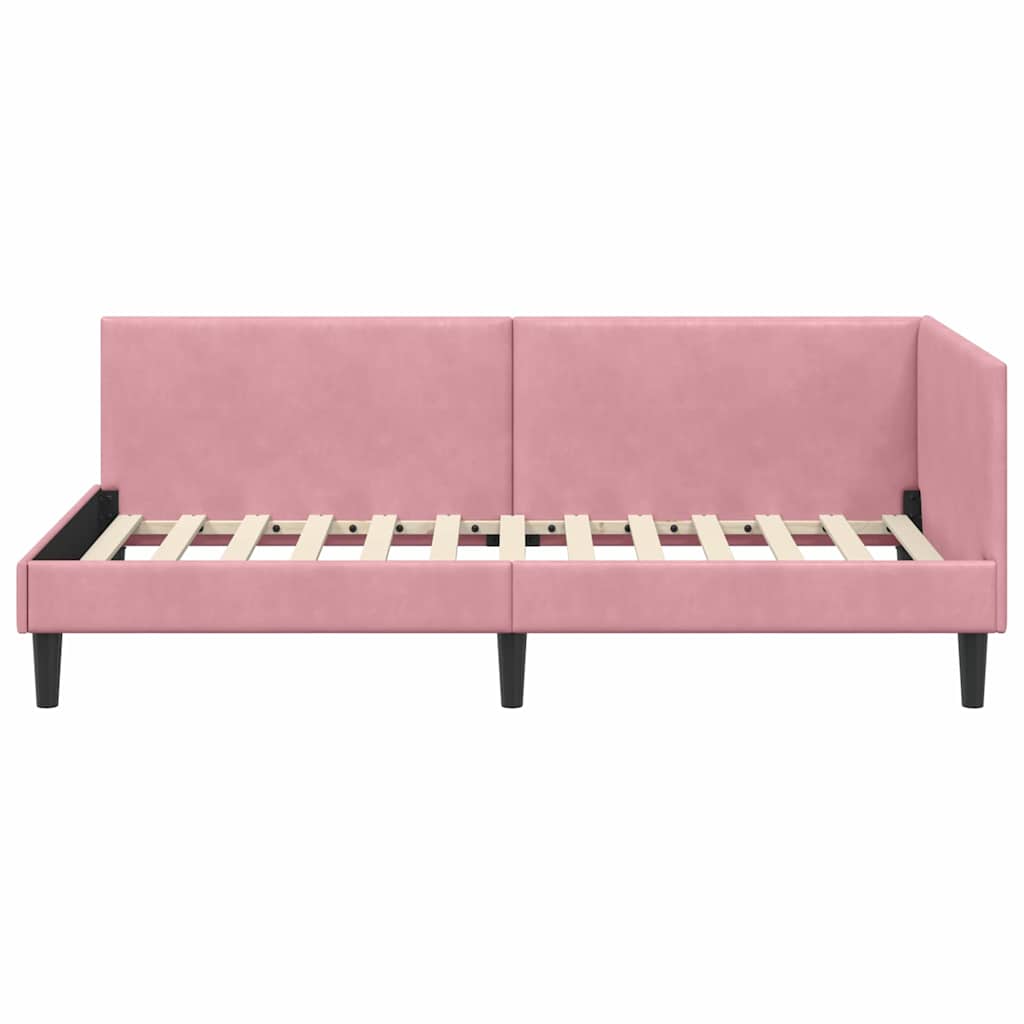 Cornice del letto ad angolo Rosa 90 cm x 190 cm Velluto