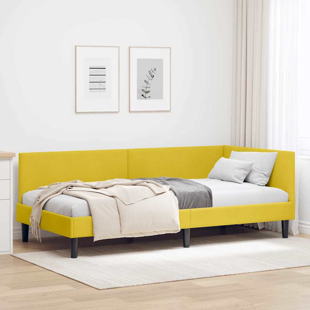 Cornice del letto ad angolo Giallo 90 cm x 190 cm Velluto