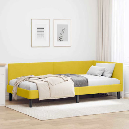 Cornice del letto ad angolo Giallo 90 cm x 190 cm Velluto