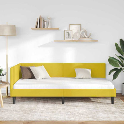 Cornice del letto ad angolo Giallo 90 cm x 190 cm Velluto