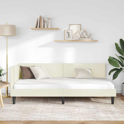 Cornice del letto ad angolo Crema 90 cm x 190 cm Velluto