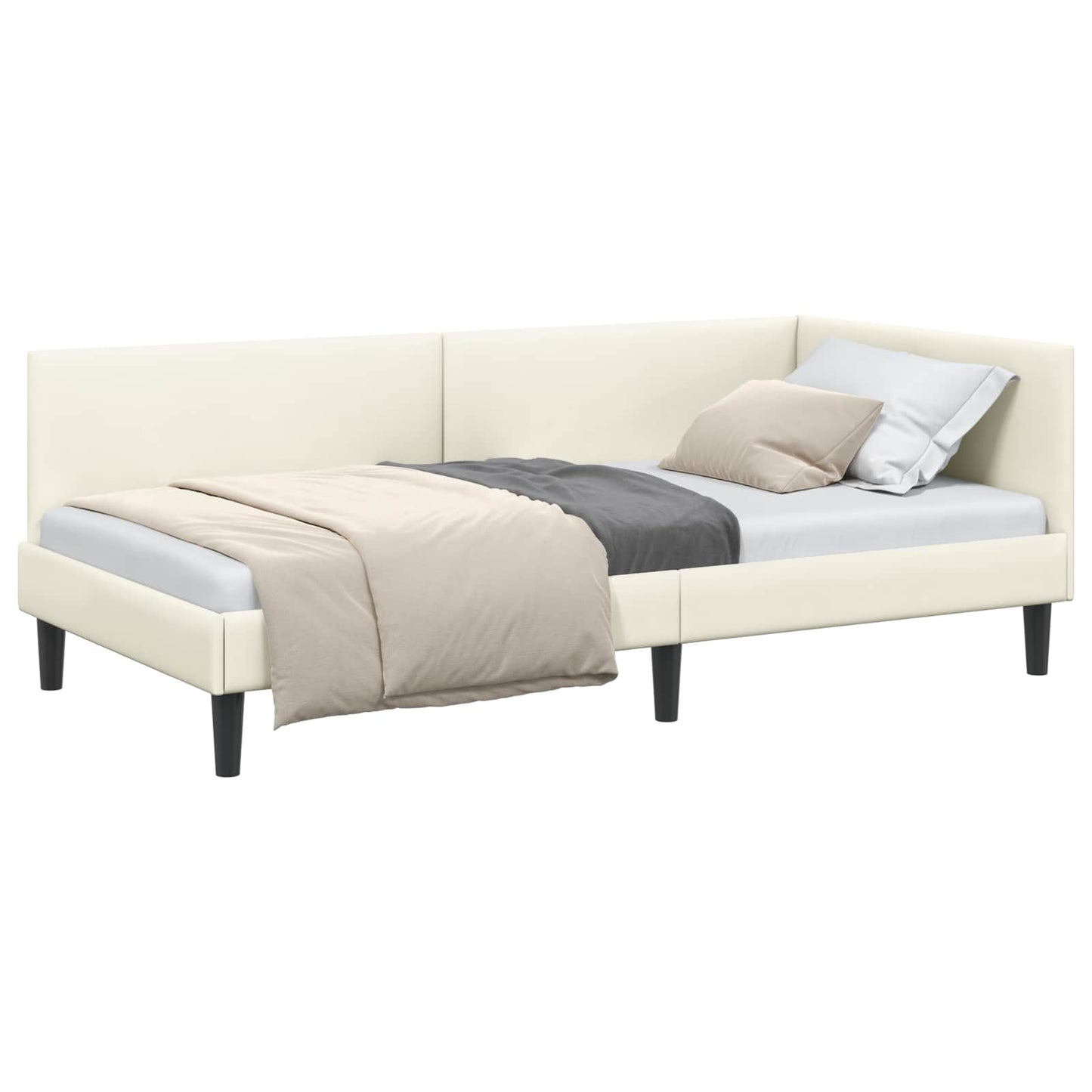 Cornice del letto ad angolo Crema 90 cm x 190 cm Velluto