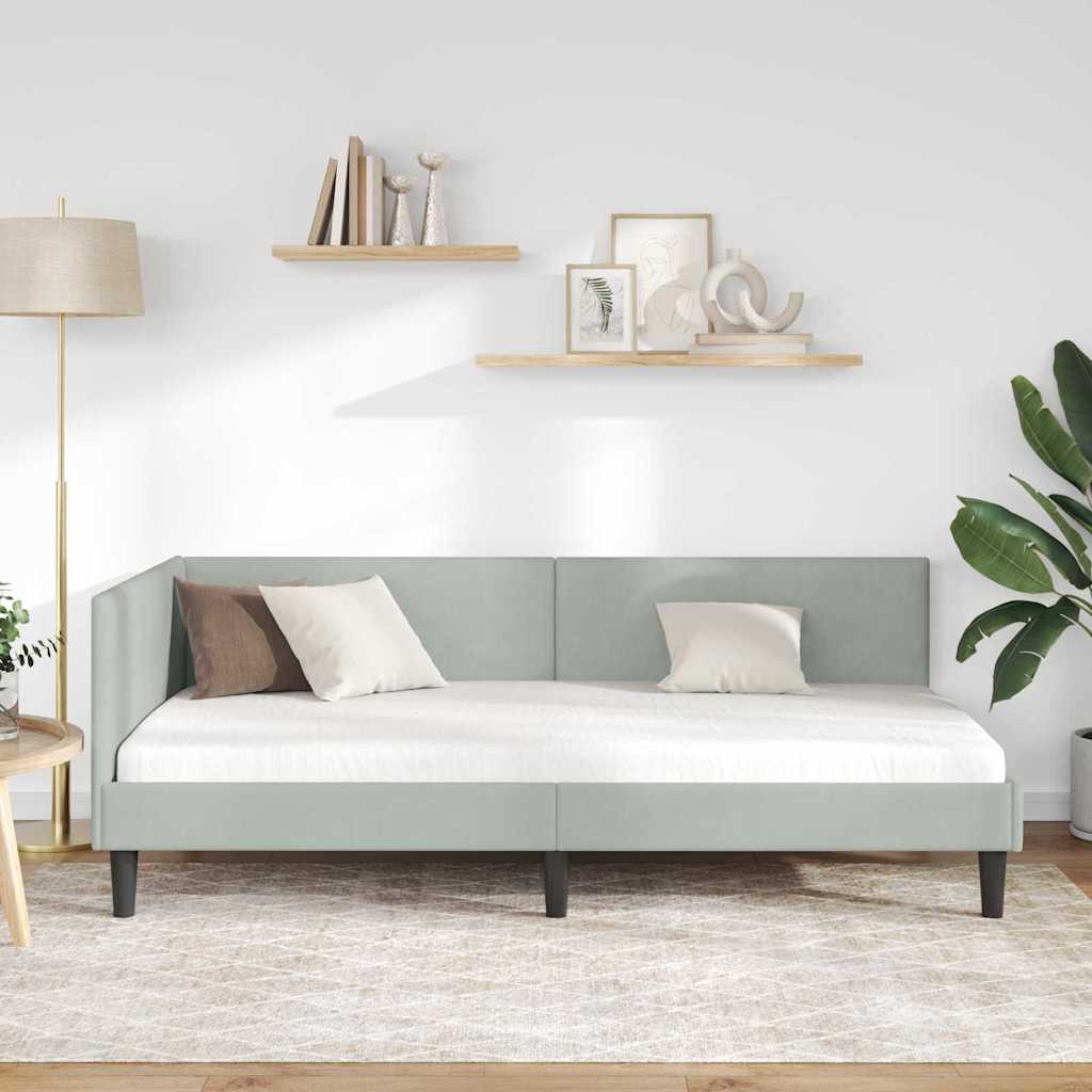 Cornice del letto ad angolo Grigio chiaro 90 cm x 200 cm