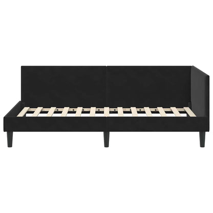 Cornice del letto ad angolo Nero 90 cm x 200 cm Velluto