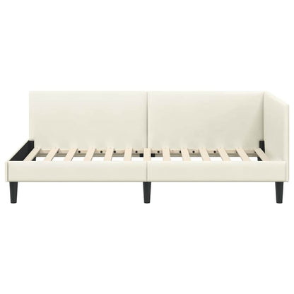 Cornice del letto ad angolo Crema 90 cm x 200 cm Velluto