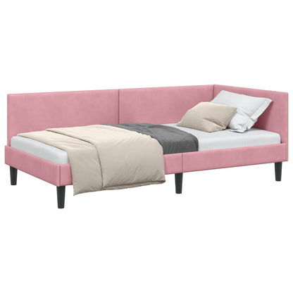 Cornice del letto ad angolo Rosa 100 cm x 200 cm Velluto