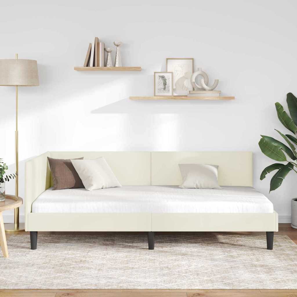 Cornice del letto ad angolo Crema 100 cm x 200 cm Velluto