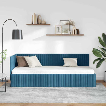 Cornice del letto ad angolo Blu 80 cm x 200 cm Velluto