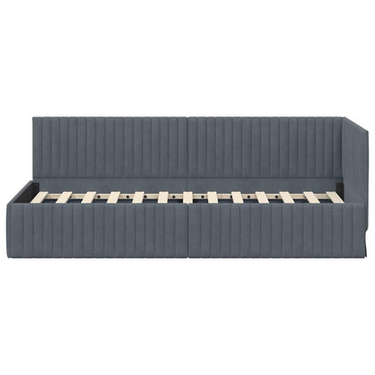 Cornice del letto ad angolo Grigio scuro 80 cm x 200 cm Velluto