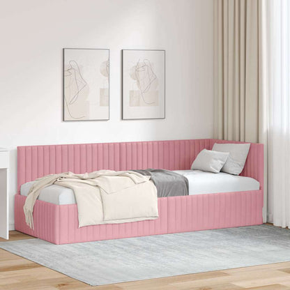 Cornice del letto ad angolo Rosa 80 cm x 200 cm Velluto