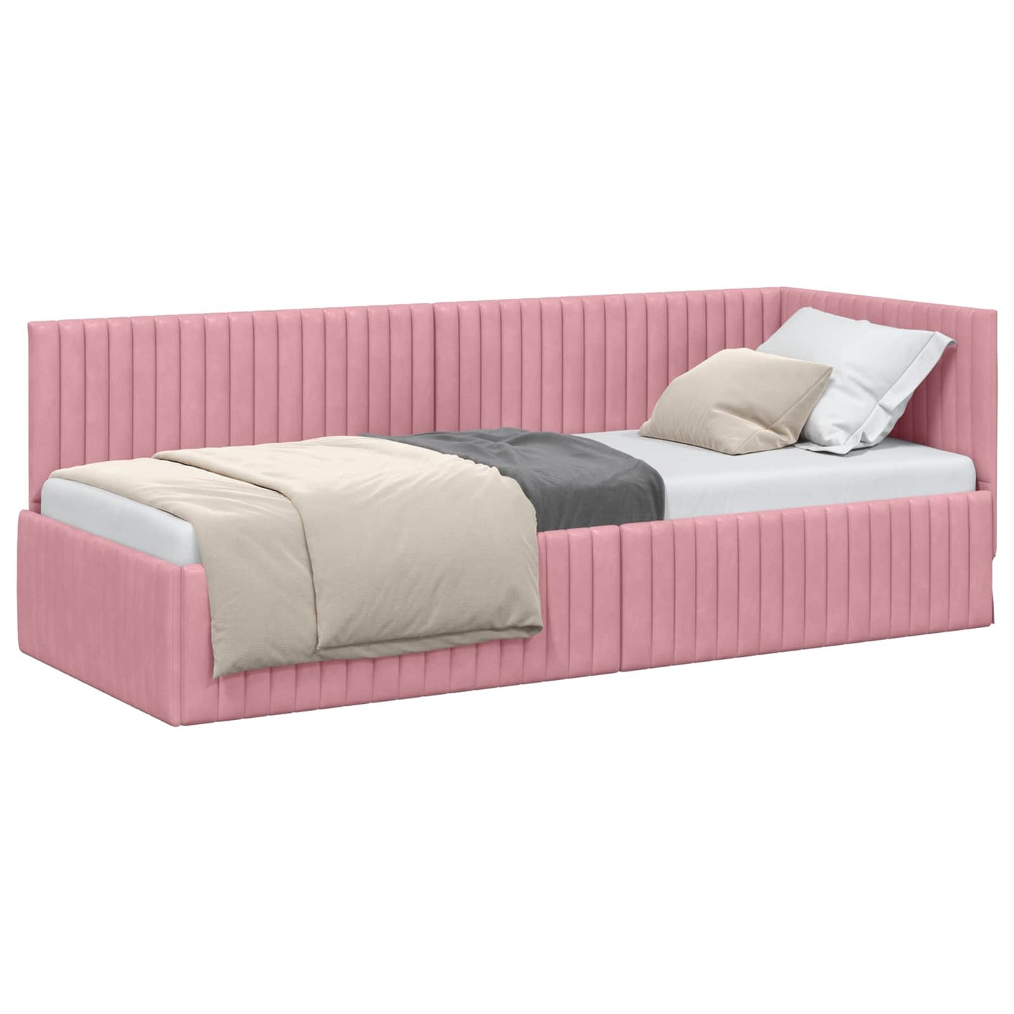 Cornice del letto ad angolo Rosa 80 cm x 200 cm Velluto