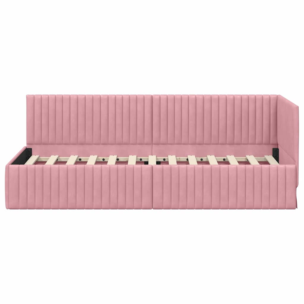 Cornice del letto ad angolo Rosa 80 cm x 200 cm Velluto