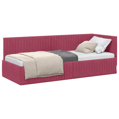 Cornice del letto ad angolo Rosso Vino 80 cm x 200 cm Velluto
