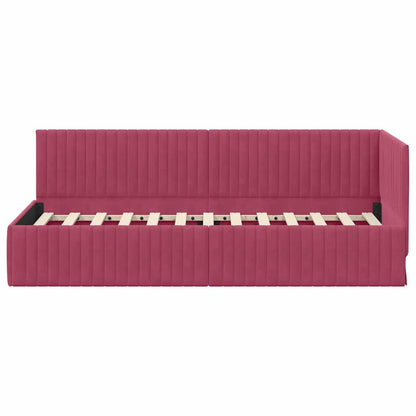Cornice del letto ad angolo Rosso Vino 80 cm x 200 cm Velluto