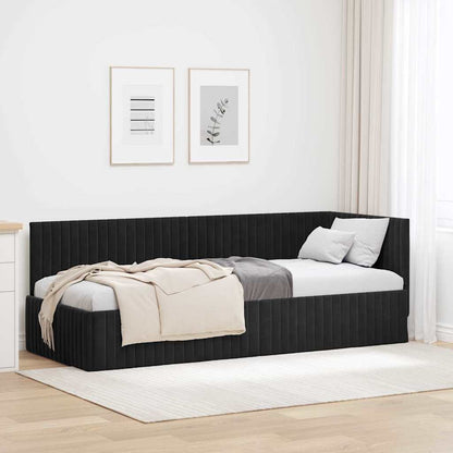 Cornice del letto ad angolo Nero 80 cm x 200 cm Velluto