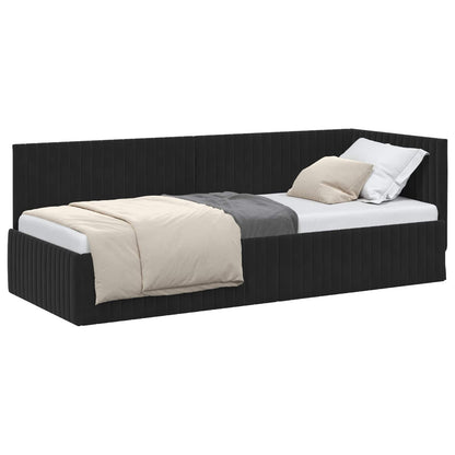 Cornice del letto ad angolo Nero 80 cm x 200 cm Velluto
