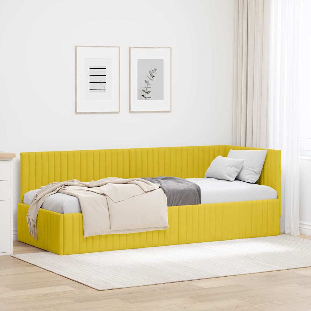 Cornice del letto ad angolo Giallo 80 cm x 200 cm Velluto