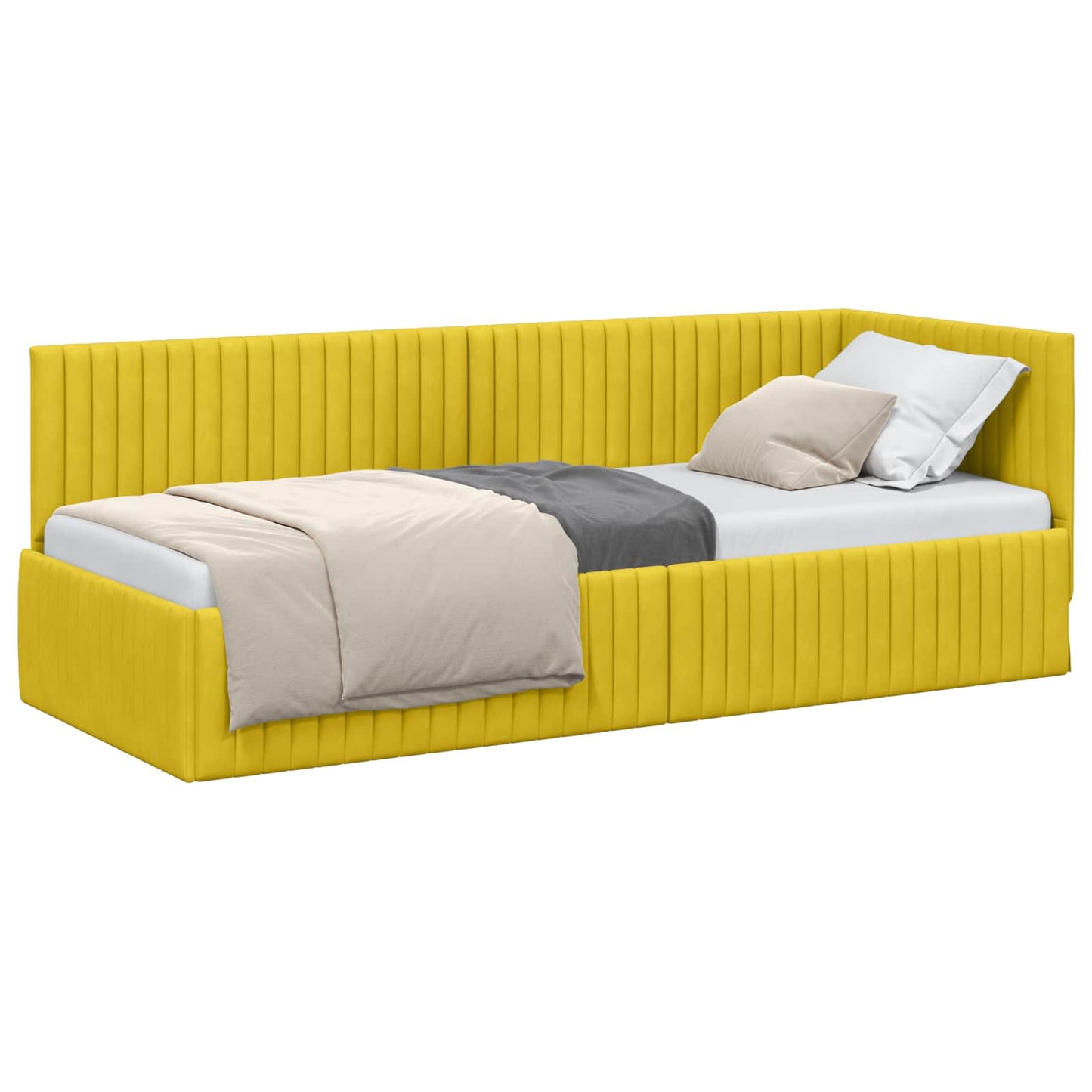 Cornice del letto ad angolo Giallo 80 cm x 200 cm Velluto