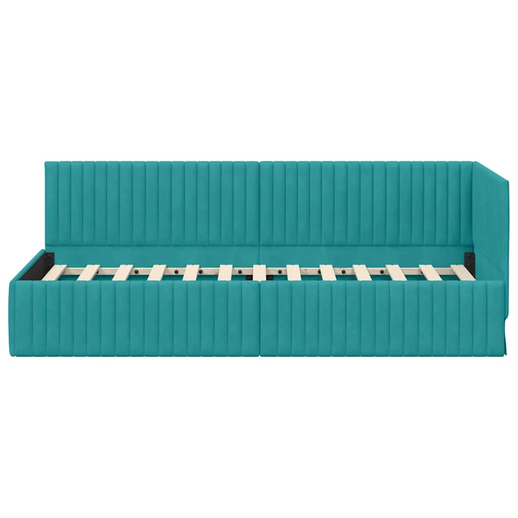 Cornice del letto ad angolo Turchese 80 cm x 200 cm Velluto