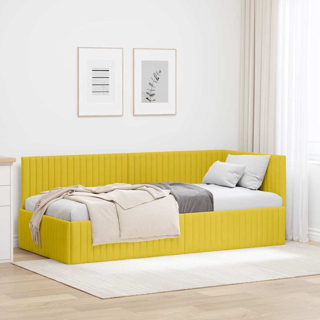 Cornice del letto ad angolo Giallo 90 cm x 190 cm Velluto