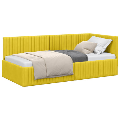 Cornice del letto ad angolo Giallo 90 cm x 190 cm Velluto