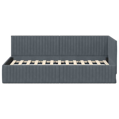 Cornice del letto ad angolo Grigio scuro 90 cm x 200 cm Velluto