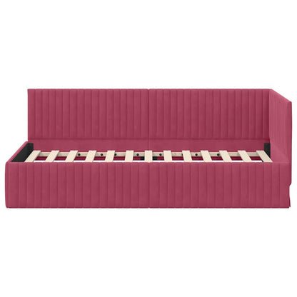 Cornice del letto ad angolo Rosso Vino 90 cm x 200 cm Velluto